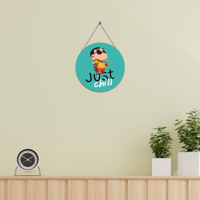 Just Chill Cartoon Round Wall Hanging Fun Kids' Room Decor  Shin-chan Theme Anime Character Wall Art  Birthday Gift for Boys, Girls & Anime Lovers